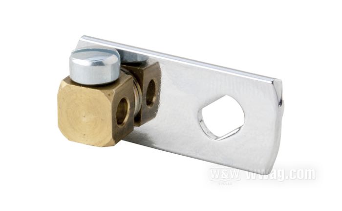 Lever by Rivera Primo; for Throttle shaft; steel, chrome-plated, with brass nipple; for S.U. carburetors; gross weight: 13 g