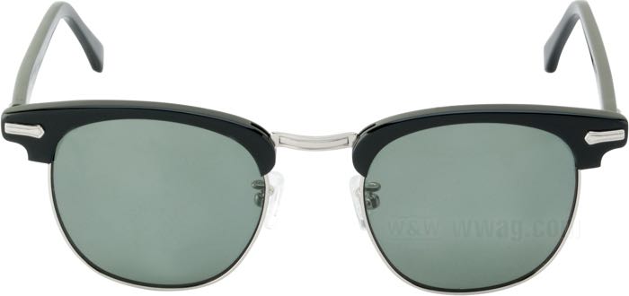 Sunglasses »Ronsir Zyl« by Shuron; metal / plastic, ebony / silver; lens material: Trivex; lens color/type: G-15 green/gray; lens width G: 50 mm; Nose bridge N: 22 mm; with protection case; USA; gross weight: 242 g