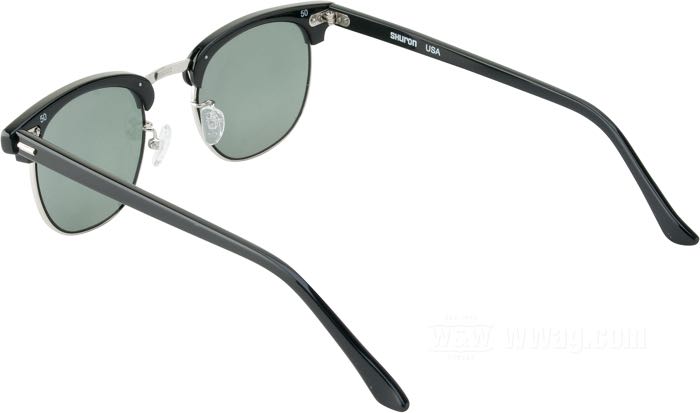 Sunglasses »Ronsir Zyl« by Shuron; metal / plastic, ebony / silver; lens material: Trivex; lens color/type: G-15 green/gray; lens width G: 50 mm; Nose bridge N: 22 mm; with protection case; USA; gross weight: 242 g