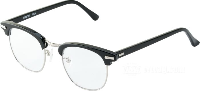 Sunglasses »Ronsir Zyl Clip-On« by Shuron; metal / plastic, ebony / silver, with G-15 green/gray Clip-On's; lens material: Trivex; lens width G: 50 mm; Nose bridge N: 22 mm; with protection case; USA; gross weight: 340 g
