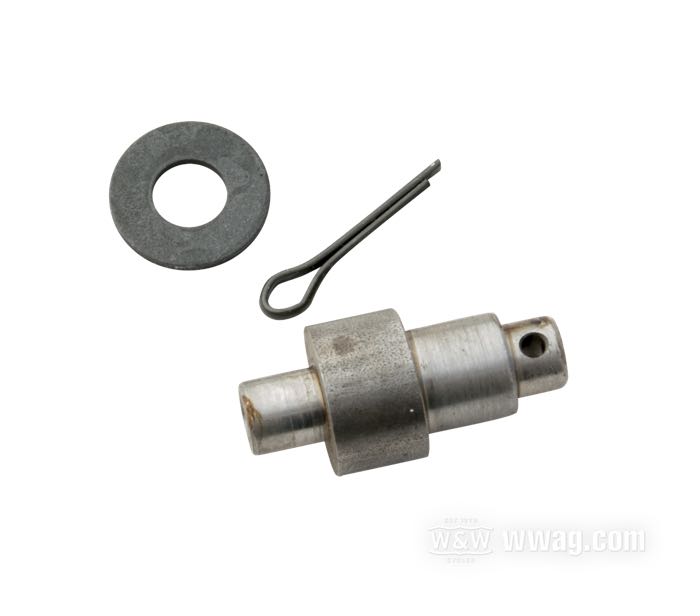 Pivot stud; for Foot clutch / release rod; fits Big Twin 1941-1978; steel; with cotter pin and washer; replaces OEM HD 36886-41; gross weight: 39 g