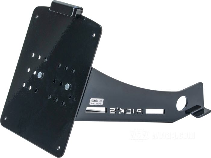 Nummernschildhalter seitlich von Rick’s; passend für Sportster 2005-2020; Edelstahl, schwarz, kunststoffbeschichtet; Breite x Höhe: 180 x 200 mm; 12 V; mit Kennzeichenbeleuchtung; mit Befestigungsteilen; mit KBA/ABE-Prüfzeichen; Deutschland; Bruttogewicht: 1.83 kg