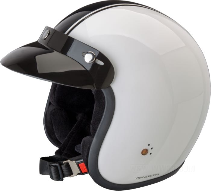 Jethelm »Slimline Classic Jet« von Bandit Helmets; Fiberglas, weiß / schwarz; Nettogewicht: 750 g; Größe: XS - 53-54 cm; mit ECE R22-05 Prüfzeichen; Bruttogewicht: 1.16 kg