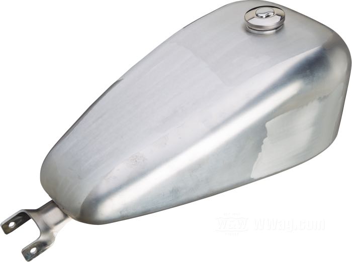 Gas tank »Stretched« by Easyriders; fits Sportster 2007-2020; aluminum, bare; volume: 11 l; with gas cap: 1 x vented, lockable; required petcock: none - uses in-tank pump; required petcock: none - uses in-tank pump; gross weight: 3.84 kg