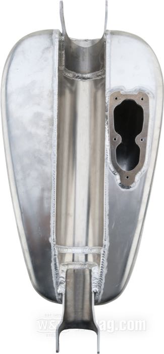 Gas tank »Stretched« by Easyriders; fits Sportster 2007-2020; aluminum, bare; volume: 11 l; with gas cap: 1 x vented, lockable; required petcock: none - uses in-tank pump; required petcock: none - uses in-tank pump; gross weight: 3.84 kg