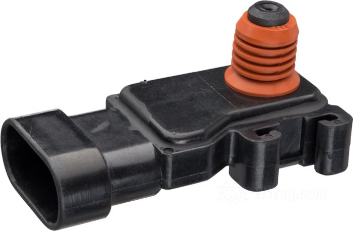 MAP sensor; fits all Softail 2000-2015 and Twin Cam 103 2016-2017, all Dyna 1999-2016 and Twin Cam 103 2017, Sportster 2004-2006, Touring 1999-2007, V-Rod 2002-2011; plastic / silicone; use with 5 V; replaces OEM HD 32316-99, 32416-10, and 32417-10; USA; gross weight: 20 g