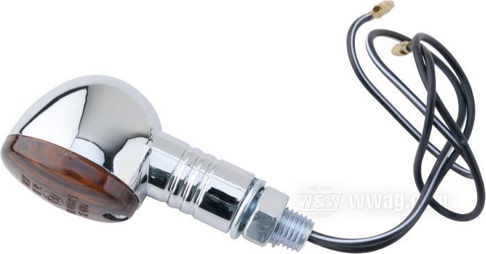 Pareja de intermitentes »Micro Flash«; plástico, cromado; largo x ancho: 60 x 30 mm; tipo de bombilla: H21W; lente: ahumado; rosca: M10; 12 V; casquillo: BAY9s; halogen; con bombilla; homologado E11; China; peso bruto: 120 g