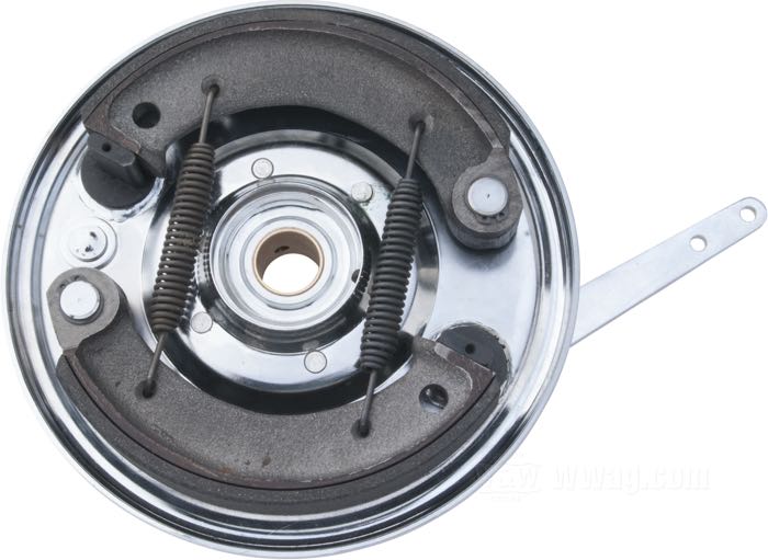 Trommelbremskit »Duplex« von Samwel Supplies; passend für Big Twin 1936-1948, WLC und Servi-Car 1941-1957; Stahl, verchromt; mit Bremstrommel, Grundplatte, Bremsbacken; Europa; Bruttogewicht: 5.6 kg