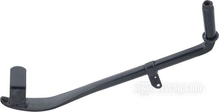 Seitenständerarm »flaches Ende«; passend für Softail 1989-2006; Stahl, schwarz, kunststoffbeschichtet, Originallänge; Länge gemäß Zeichnung: 27 cm; ersetzt OEM HD 50087-89B; Bruttogewicht: 758 g