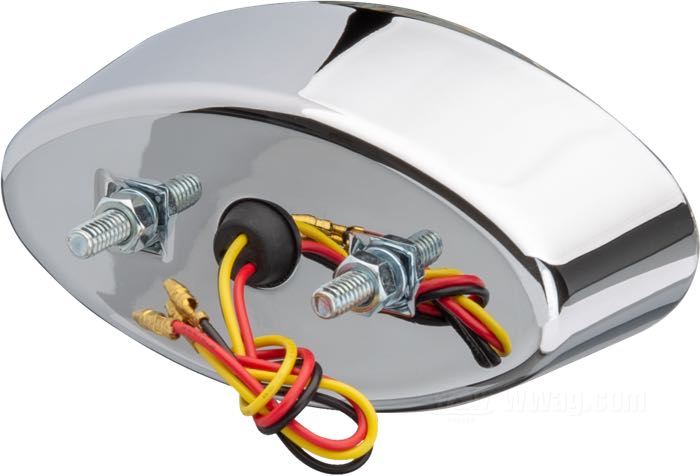 Rücklicht »Cat Eye«; Aluminiumguss / Acrylglas, verchromt; B x H x T: 126 cm x 65 mm x 46 mm; Glühlampen-Typ: LED; 12 V; mit Bremslicht; mit Kennzeichenbeleuchtung; ohne Kennzeichenhalter; E11 geprüft; Bruttogewicht: 360 g