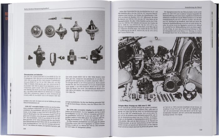 Libro »Restaurierung - Kaufberatung - Technik: Harley-Davidson«; carta, 1ra Edizione; larghezza x altezza: 22 x 27.5 cm; di Bruce Palmer III; copertina rigida; bianco e nero; 640 pagine; tedesco; ISBN: 978-3-613-03701-4; peso lordo: 1.8 kg