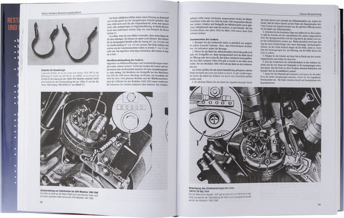 Libro »Restaurierung - Kaufberatung - Technik: Harley-Davidson«; carta, 1ra Edizione; larghezza x altezza: 22 x 27.5 cm; di Bruce Palmer III; copertina rigida; bianco e nero; 640 pagine; tedesco; ISBN: 978-3-613-03701-4; peso lordo: 1.8 kg