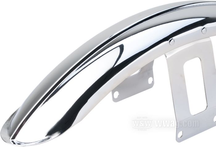Parafango anteriore »Ribbed«; per forcelle strette; acciaio, cromato; per pneumatico: 18”, 19”, 21 ”; peso lordo: 995 g