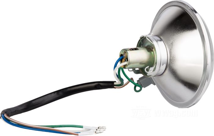 Óptica de faro; acero / cristal, estriado; Ø 4-1/2”; tipo de bombilla: S2 / W5W; 12 V; casquillo: BA20d / W2.1x9.5d; con bombilla 12 V; con función de luz de posición; homologado E1; peso bruto: 320 g