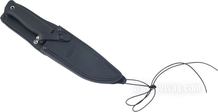 Couteau »A1 Army Survival« de Fällkniven; acier / Kraton, lame finition en CeraCoat noir mat; poids net: 305 g; lisse; epaisseur de lame: 6 mm; longueur totale: 280 mm; longueur de lame: 160 mm; acier de lame: VG10; trempe de la lame: 59 HRC; avec étui en cuir noir; poids brut: 598 g