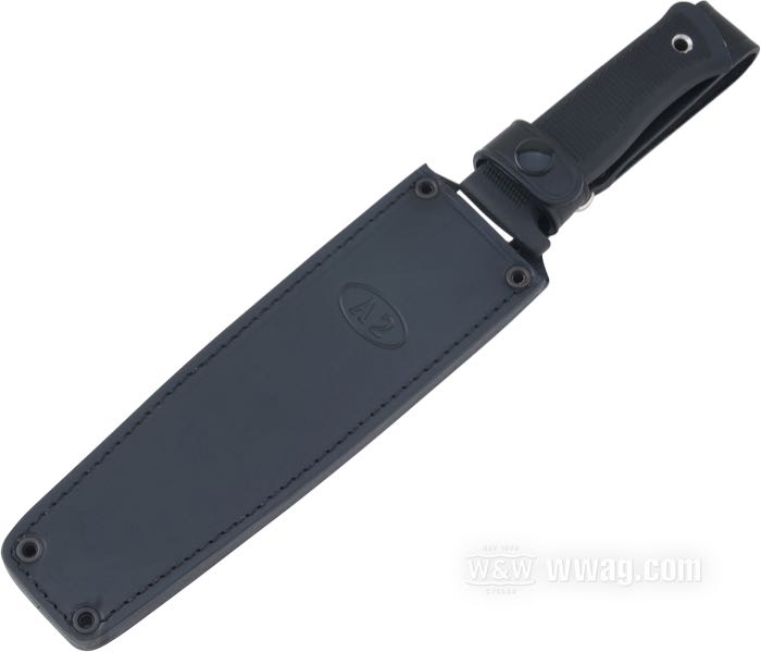 Couteau »A2 Wilderness« de Fällkniven; acier / Kraton, satiné; poids net: 370 g; lisse; epaisseur de lame: 6 mm; longueur totale: 325 mm; longueur de lame: 202 mm; acier de lame: VG10 / 420-J2; trempe de la lame: 59 HRC; avec étui en cuir noir; poids brut: 664 g