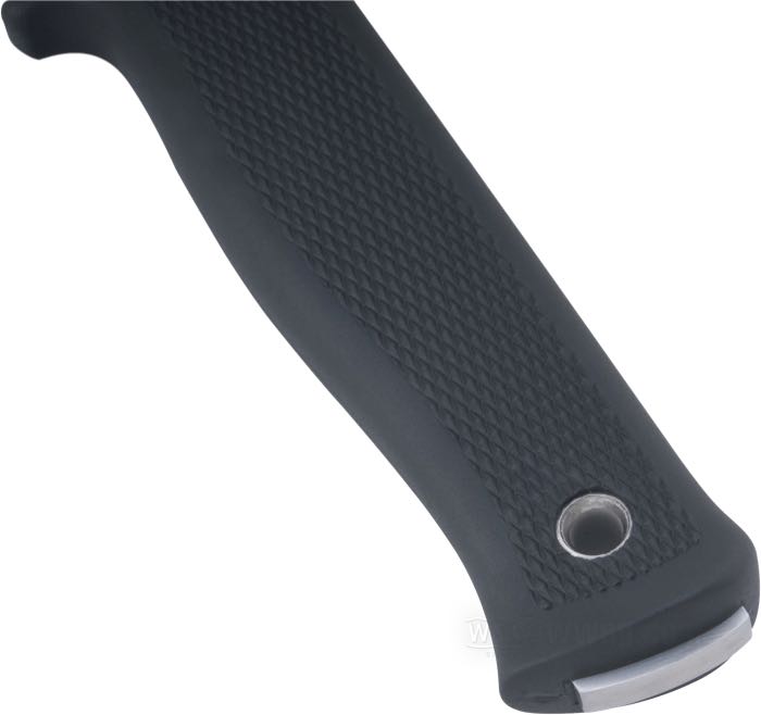 Couteau »S1 Forest« de Fällkniven; acier / TPV (vulcanisat thermoplastique), satiné; poids net: 190 g; lisse; epaisseur de lame: 5 mm; longueur totale: 247 mm; longueur de lame: 130 mm; acier de lame: VG10; trempe de la lame: 59 HRC; avec étui en cuir noir; poids brut: 324 g