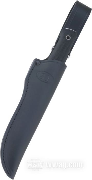Couteau »S1 Forest« de Fällkniven; acier / TPV (vulcanisat thermoplastique), satiné; poids net: 190 g; lisse; epaisseur de lame: 5 mm; longueur totale: 247 mm; longueur de lame: 130 mm; acier de lame: VG10; trempe de la lame: 59 HRC; avec étui en cuir noir; poids brut: 324 g