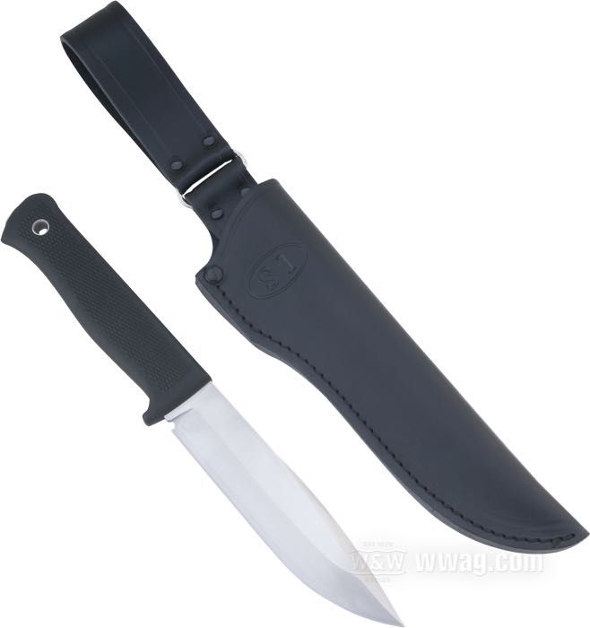 Couteau »S1 Forest« de Fällkniven; acier / TPV (vulcanisat thermoplastique), satiné; poids net: 190 g; lisse; epaisseur de lame: 5 mm; longueur totale: 247 mm; longueur de lame: 130 mm; acier de lame: VG10; trempe de la lame: 59 HRC; avec étui en cuir noir; poids brut: 324 g