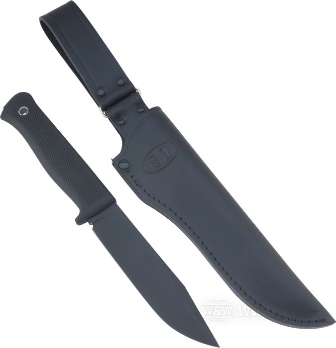 Couteau »S1 Forest« de Fällkniven; acier / TPV (vulcanisat thermoplastique), lame finition en CeraCoat noir mat; poids net: 190 g; lisse; epaisseur de lame: 5 mm; longueur totale: 247 mm; longueur de lame: 130 mm; acier de lame: VG10; trempe de la lame: 59 HRC; avec étui en cuir noir; poids brut: 317 g