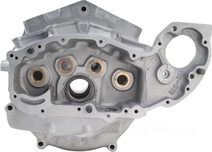 Carter motore di Cannonball; atto per Big Twin Flathead 1937-1948; d.i. delle boccole alberi camme: 17,4 mm; alluminio fuso, come colato; rimpiazza OEM HD 24515-37; Germania; peso lordo: 13.61 kg