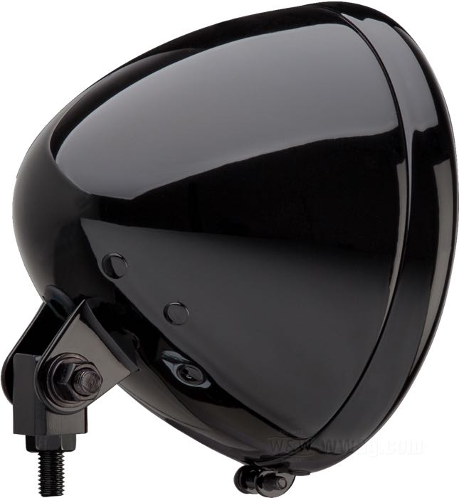 Faro completo »Phantom«; acero, negro brillante, barnizado; fondo: 130 mm; Ø 179 mm; para óptica (Ø): 6-1/2”; tipo de bombilla: H4 / W5W; 12 V; 60/55 W; casquillo: P43t / W2.1x9.5d; con bombilla 12 V; con lente incolora y reflector faceteado; con bloque de montaje; con función de luz de posición; homologado E4; peso bruto: 1.2 kg