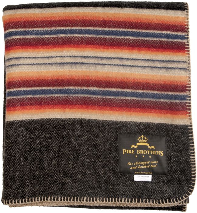 Decke »1969 Denakatee Depakatè« von Pike Brothers; Wolle, faded black / beige; Länge x Breite: 200 x 170 cm; mit Tragegurt für Decken; Portugal; Bruttogewicht: 1.61 kg