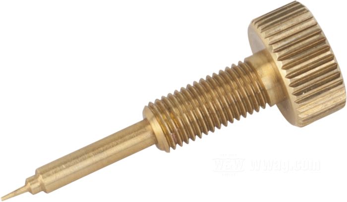Vis de réglage de Cycle Pro LLC; pour mélange air/essence du ralenti; carburateur à papillon Keihin; laiton, tête rainurée; longueur: 31 mm; filetage: M6 x 0.75; poids brut: 1 g