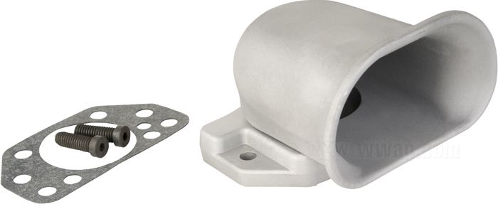 Toma de aire »Cowbell« de Rivera Primo; para Carburadores Eliminator I + II para SU; aluminio fundido, acabado moldeado; EE. UU.; peso bruto: 514 g