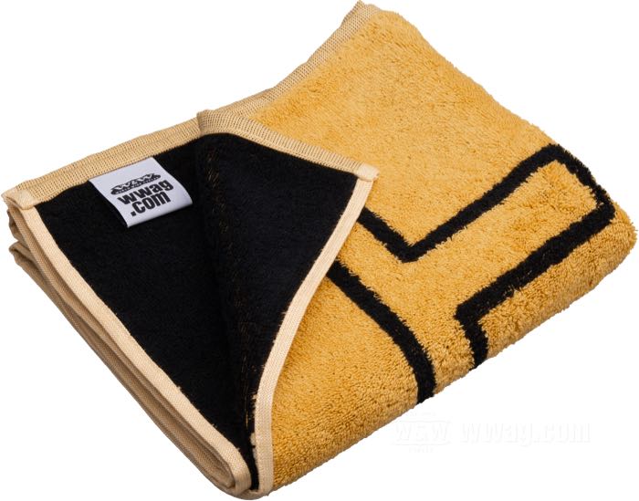 Handtuch »Don’t Panic!«; Baumwolle, gelb, mit schwarzer Beschriftung; Länge x Breite: 90 x 50 cm; Bruttogewicht: 260 g