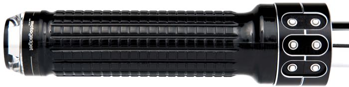 Set manopole »mo.grip Soft« di motogadget; atto per Comandi manubrio 1974→; gomma, nero, finali aperti; lunghezza: 124 mm; Ø int. sinistra nominale: 1 ”; Ø int. destra nominale: 1-1/8 ”; peso lordo: 162 g