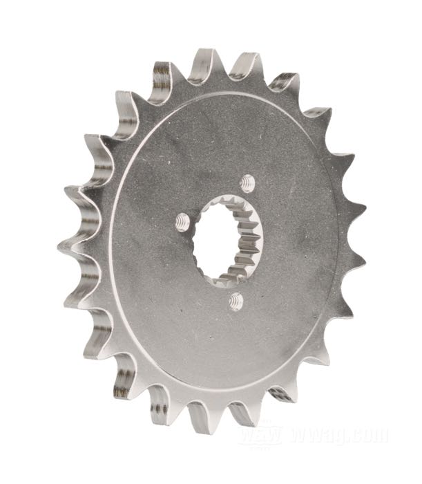 Getrieberitzel von PBI Sprockets; passend für Sportster late 1984-1990; Chrom-Molybdän-Stahl, vernickelt; Anzahl der Zähne: 21; Teilung: 530 (5/8” x 3/8”); ersetzt OEM HD 35208-84; USA; Bruttogewicht: 629 g