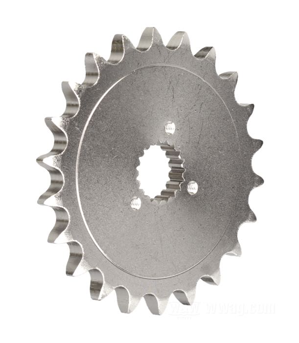 Getrieberitzel von PBI Sprockets; passend für Sportster late 1984-1990; Chrom-Molybdän-Stahl, vernickelt; Anzahl der Zähne: 22; Teilung: 530 (5/8” x 3/8”); USA; Bruttogewicht: 670 g