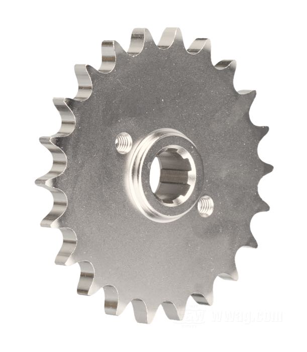 Getrieberitzel von PBI Sprockets; passend für Modell K und Sportster 1954-early 1979; Chrom-Molybdän-Stahl, vernickelt; Anzahl der Zähne: 22; Teilung: 530 (5/8” x 3/8”); USA; Bruttogewicht: 722 g