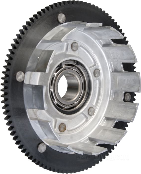 Campana frizione »Standard«; atto per Big Twin 5 marce 1998-2005; alluminio / acciaio; con Cuscinetto mozzo frizione; rimpiazza OEM HD 37707-98A; peso lordo: 3.51 kg