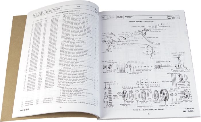 Catalogue de pièces détachées »4-Digit«; adaptable à WLA 1943 Army model; papier; largeur x hauteur: 22 x 28 cm; noir et blanc; 124 pages; anglais; poids brut: 410 g