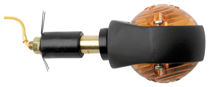 Intermitente para manillar »British style halogen«; para manillares 1” y 22 mm; aluminio, negro, recubierto en epoxy; tipo de bombilla: H21W; casquillo: BAY9s; con adaptadores; homologado E1; peso bruto: 180 g