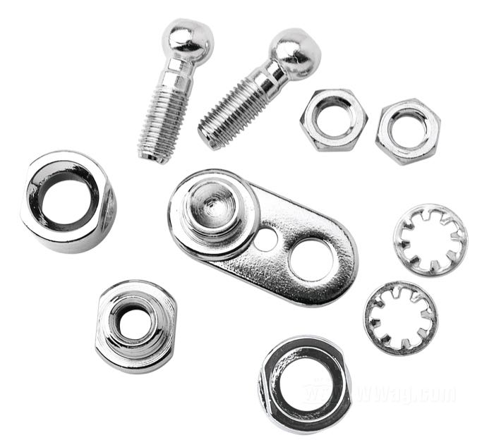Kit installazione frecce; per comandi manubrio OEM; atto per Sportster / FXR 1988→, Dyna 1991→, Softail 1988→, FLSTS 1997-2003 (ecc. FXSTDSE); acciaio, cromato; rimpiazza OEM HD 68185-00; U.S.A.; peso lordo: 130 g