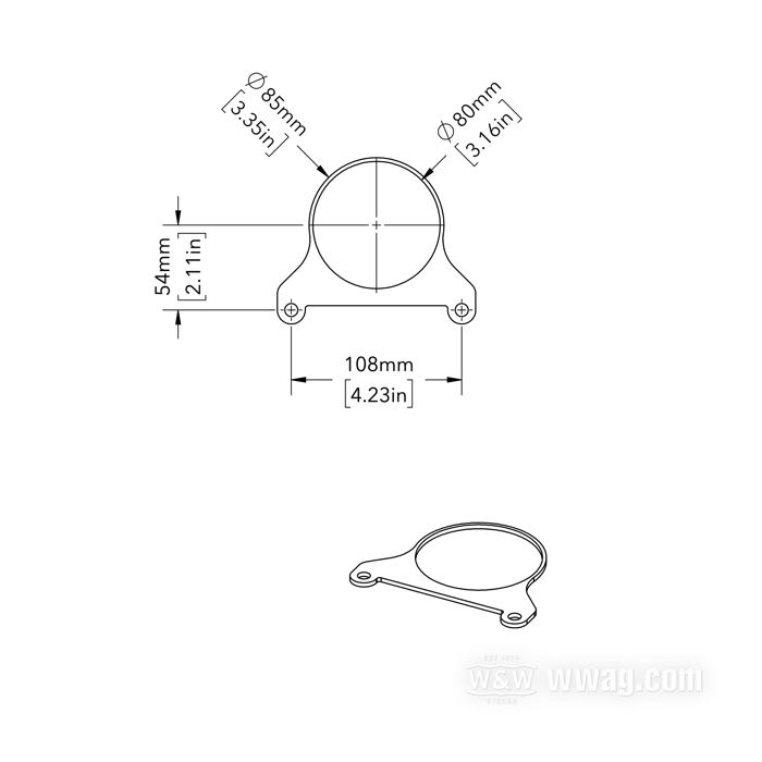 Bracket; for Motoscope multifunctional instruments; distance of mounting holes: 107.5 mm; aluminum, black anodized; Ø 80.2 mm; thickness: 3 mm; Germany; gross weight: 30 g
