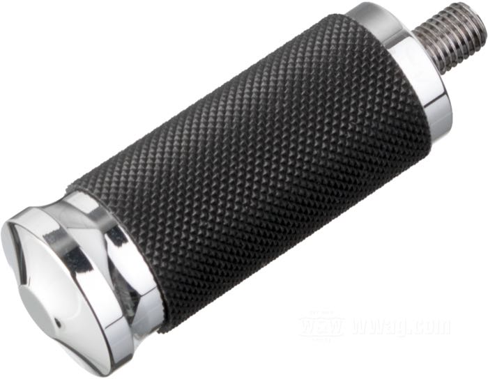 Shifter/Brake peg »Rubber-Wrapped« by Performance Machine; billet aluminum, chrome-plated; length: 64 mm; Ø 24 mm; thread: 5/16”-24; USA; gross weight: 92 g