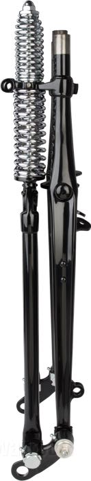 Springer Gabel »I-Beam Inline« von Cannonball; passend für 4-Gang Big Twins 1937-1986; Innengewinde Steuerkopf: 3/4”-14 UNS, Außengewinde Steuerkopf: 1”-24 UNS; Stahl, schwarz, kunststoffbeschichtet, mit verchromten Federn; Länge: 49.5 cm; Rake: 0 °; Über-/Unterlänge: Serie; mit Prüfbericht; Europa; Bruttogewicht: 20.41 kg