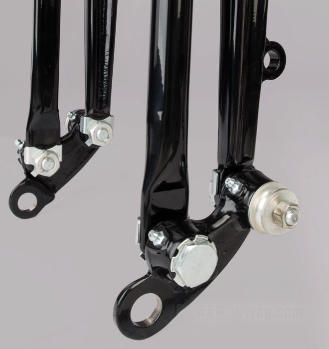 Springer Gabel »I-Beam Inline« von Cannonball; passend für 4-Gang Big Twins 1937-1986; Innengewinde Steuerkopf: 3/4”-14 UNS, Außengewinde Steuerkopf: 1”-24 UNS; Stahl, schwarz, kunststoffbeschichtet, mit verchromten Federn; Länge: 49.5 cm; Rake: 0 °; Über-/Unterlänge: Serie; mit Prüfbericht; Europa; Bruttogewicht: 20.41 kg