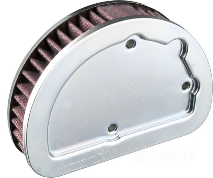 Elément filtrant de K&N; adaptable à Softail 2016-2017 (sauf FLSS et FLSTFBS), Touring 2014-2016; caoutchouc / coton / acier, papier / caoutchouc / acier; remplace OEM HD 29400045; poids brut: 373 g