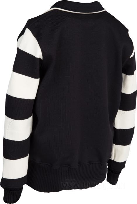 Sweater »Motorcycle Club« de Dehen; tricotage de laine, noir / blanc, quarter zip; taille: M; USA; poids brut: 1.02 kg