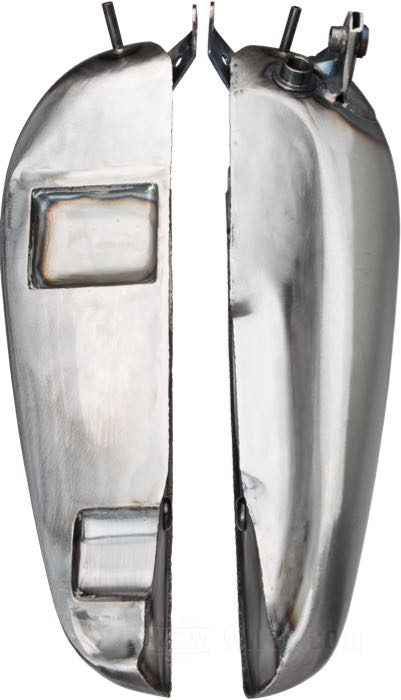 Serbatoio di benzina »WR Style« di Cannonball; atto per Knuckleheads 1936-1946 con cambio a mano/ consolla del cambio; acciaio; volume: 9.5 l; tappo necessario: chiusura a baionetta 1955-1982; rubinetto necessario: 3/8” NPT; Europa; peso lordo: 5 kg