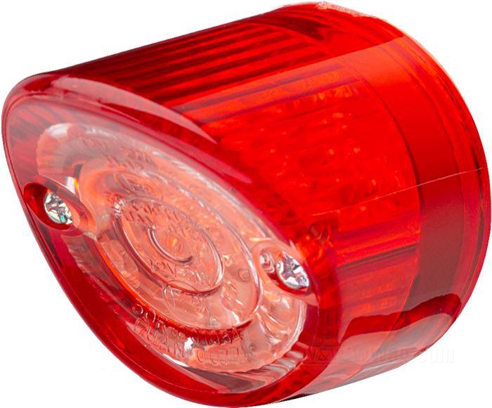 Rücklicht »Shark Nose«; Kunststoff / Acrylglas, rot; Länge: 56 mm; Ø 43 mm; Glühlampen-Typ: LED; 12 V; 2 W; mit Bremslicht; ohne Gehäuse; mit Kennzeichenbeleuchtung; E9 geprüft; Bruttogewicht: 100 g
