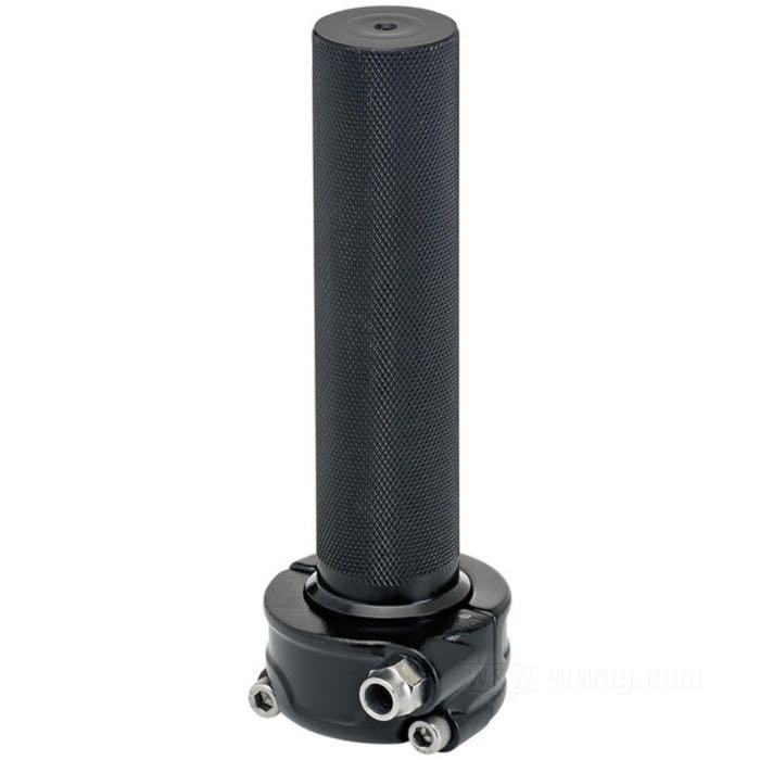 Gasgriff »Whiskey« von Biltwell Inc.; für Einzel-Gaszug; Aluminiumguss, schwarz eloxiert; für Lenker-Ø: 1 ”; Maximaler Hub: 95 mm; Länge innen: 140 mm; mit verschiedenen Gaszugadaptern; Bruttogewicht: 150 g