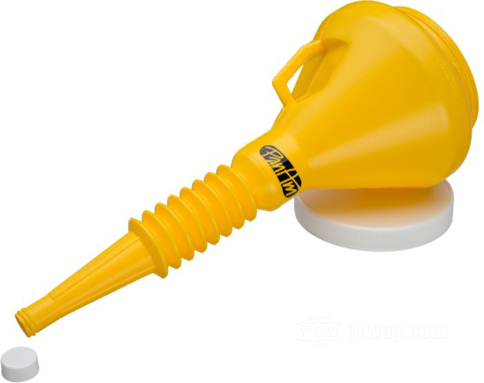 Entonnoir de PanAm; Ø inférieur sans bouchon: 20 mm; plastique, jaune; longueur: 370 mm; Ø 155 mm; volume: 1.42 l; USA; poids brut: 146 g