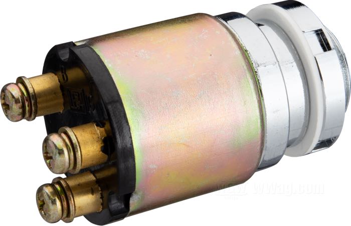 Blocchetto accensione ; atto per FX 1978-1985, FXR 1982-1993, Sportster 1978-1993; acciaio; lunghezza: 49 mm; Ø 31 mm; filettatura: M18.5 x 1.0; con due chiavi; rimpiazza OEM HD 71425-77; peso lordo: 140 g