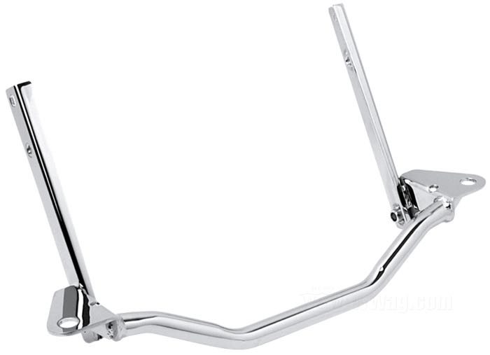 Spotlight bracket; fits Softail Heritage and Fat Boy late 1986-1999; steel, chrome-plated; replaces OEM HD 58082-87; gross weight: 900 g